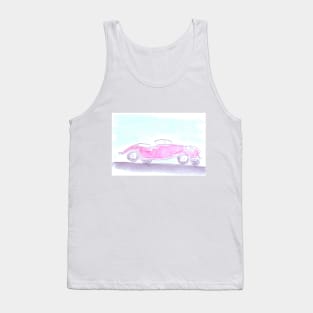 Auto, car, transport, journey, speed, road, driver, watercolor, watercolour, hand drawn, drawing, illustration, Tank Top